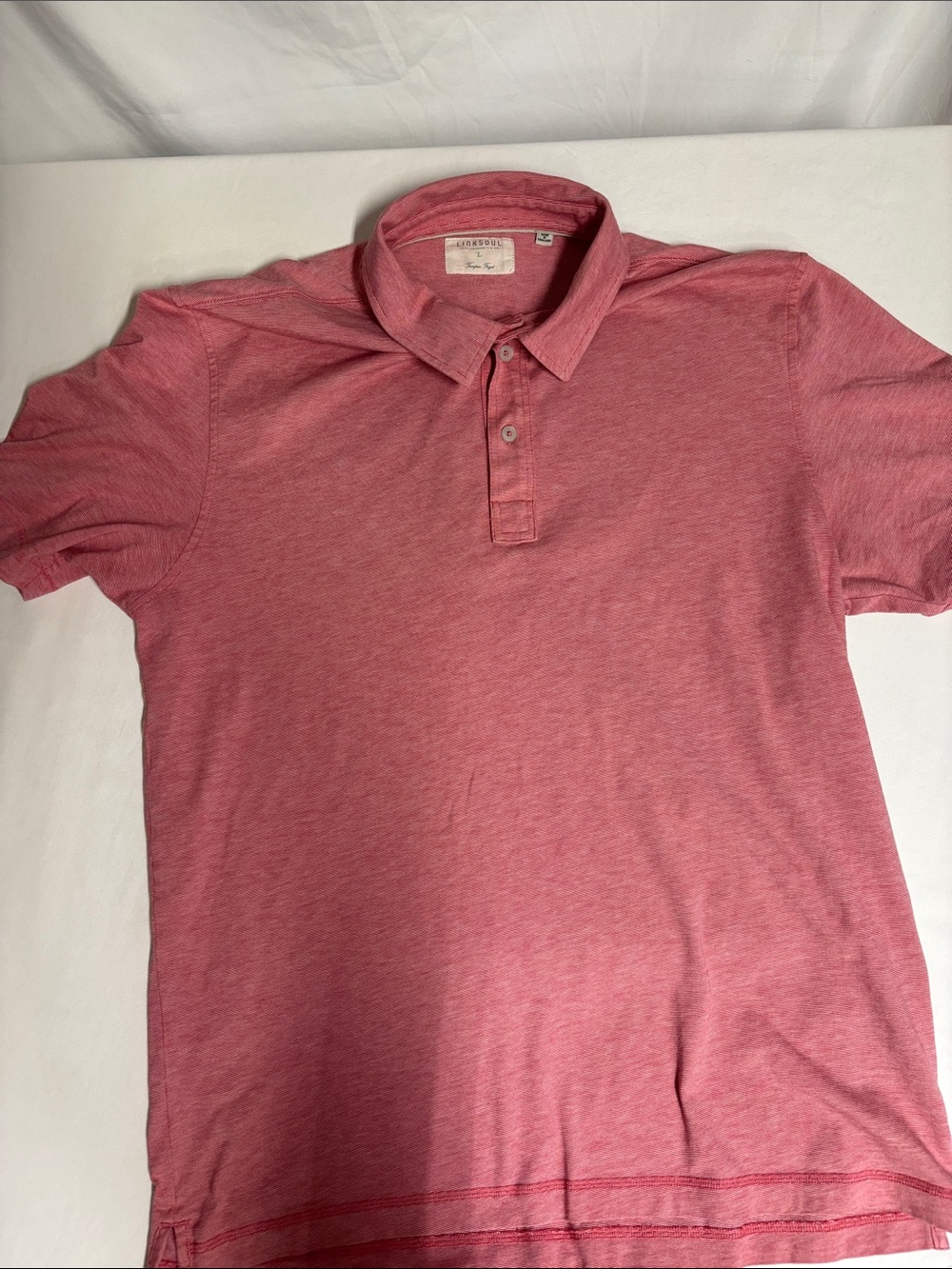 Linksoul Men’s Large 100% Luxury Cotton Polo Soft Red Pink Golf Shirt